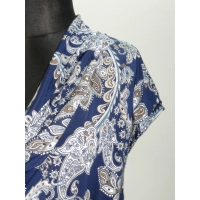 Bluzka z lejącym dekoltem woda - wzór paisley granat beż